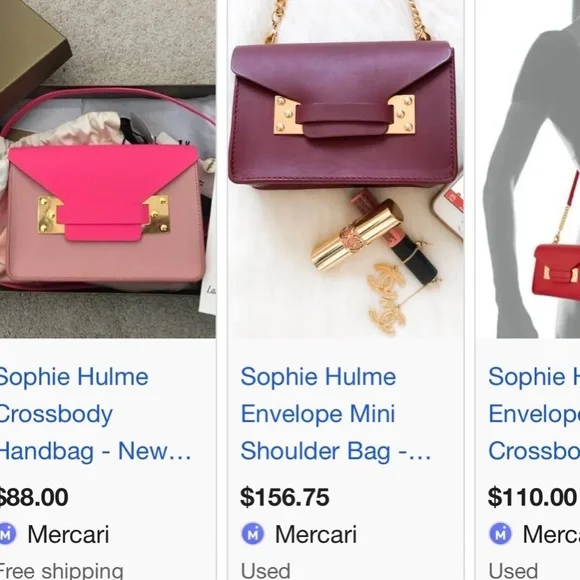 Sophie Hulme burgundy envelope purse - Picture 11 of 11